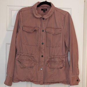 a.n.a Women's Tan Utility Jacket Pink Denim like Jacket
